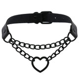 Goth Punk Spike Rivet Choker Collar For Women Heart Bell Necklace
