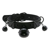 Goth Punk Spike Rivet Choker Collar For Women Heart Bell Necklace