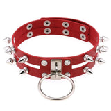 Goth Punk Studded PU Leather Choker Necklace for Women Girl