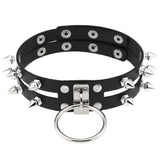 Goth Punk Studded PU Leather Choker Necklace for Women Girl