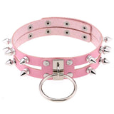 Goth Punk Studded PU Leather Choker Necklace for Women Girl