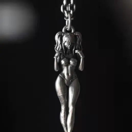 Goth Punk Style Sexy Goddess Pendant Necklace for Men Women