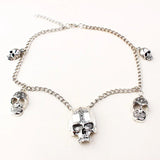 Goth Punk Skeleton Choker Necklace Silver Skull Chains Halloween Gift