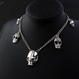 Goth Punk Skeleton Choker Necklace Silver Skull Chains Halloween Gift