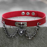 Goth Red PU Leather Necklaces for Women