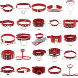 Goth Red PU Leather Necklaces for Women
