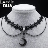 Gothic Lace Choker Necklace Stainless Steel Tassel Vintage