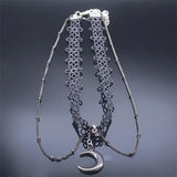 Gothic Lace Choker Necklace Stainless Steel Tassel Vintage