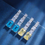 Goth Retro Square High Carbon Diamond Tassel Earrings Women's Jewelry
