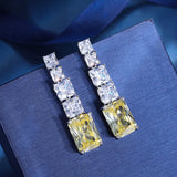 Goth Retro Square High Carbon Diamond Tassel Earrings Women's Jewelry