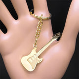 Goth Rock Y2k Guitar Musical Keychain Stainless Steel Bag Charm Keyring