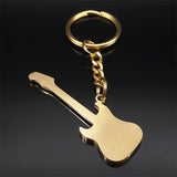 Goth Rock Y2k Guitar Musical Keychain Stainless Steel Bag Charm Keyring