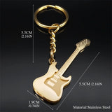 Goth Rock Y2k Guitar Musical Keychain Stainless Steel Bag Charm Keyring