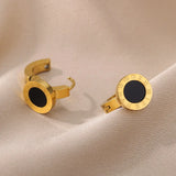 Goth Roman Numerals Hoop Earrings Stainless Steel Wedding Jewelry