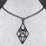 Goth Satan Inverted Pentagram Choker Necklace Stainless Steel
