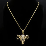 Satanic Baphomet Hexagonal Star Necklace Men Stainless Steel