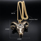 Satanic Baphomet Hexagonal Star Necklace Men Stainless Steel