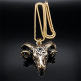 Satanic Baphomet Hexagonal Star Necklace Men Stainless Steel