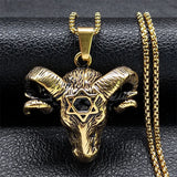Satanic Baphomet Hexagonal Star Necklace Men Stainless Steel