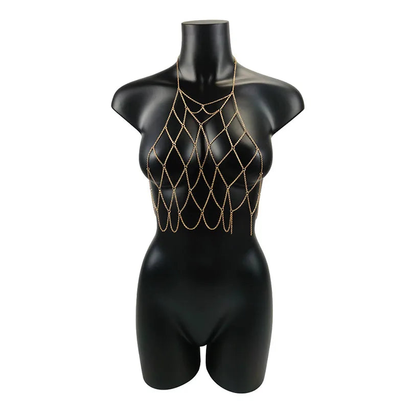 Goth Sexy Body Jewelry Bra Chest Chains Body Chain Bikini for Women