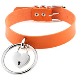 Goth Sexy Orange Leather Choker Necklace Women Grunge Rock Chocker Necklaces