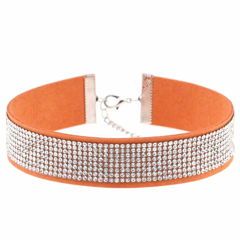 Goth Sexy Orange Leather Choker Necklace Women Grunge Rock Chocker Necklaces