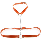 Goth Sexy Orange Leather Choker Necklace Women Grunge Rock Chocker Necklaces
