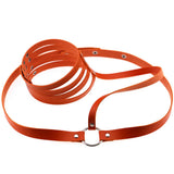 Goth Sexy Orange Leather Choker Necklace Women Grunge Rock Chocker Necklaces