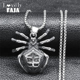 Goth Spider Halloween Pendant Necklace for Men Punk Rock Gothic Jewelry