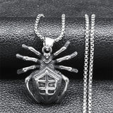 Goth Spider Halloween Pendant Necklace for Men Punk Rock Gothic Jewelry