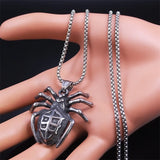 Goth Spider Halloween Pendant Necklace for Men Punk Rock Gothic Jewelry