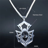 Goth Spider Stainless Steel Hip Hop Necklace Men Silver Punk Rock Necklace