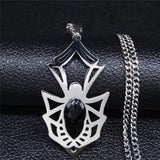 Goth Spider Stainless Steel Hip Hop Necklace Men Silver Punk Rock Necklace