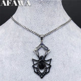 Goth Spider Stainless Steel Hip Hop Necklace Men Silver Punk Rock Necklace