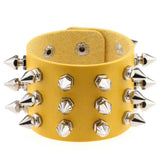 Goth Spike Bracelets Gothic Punk Yellow PU Leather Couple Bracelets