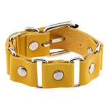 Goth Spike Bracelets Gothic Punk Yellow PU Leather Couple Bracelets