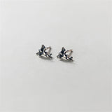 Gothic 925 Silver Heart Angel Cross Stud Earrings