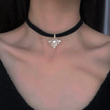 Goth Vintage Butterfly Velvet Double Chain Choker Necklace