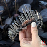 Goth Witch Crown Wicca Maleficent Halloween Smoky Quartz Crown Priestess