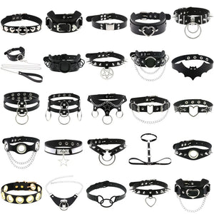 Gothic Women Choker Chains Necklaces Rivet Punk Slave