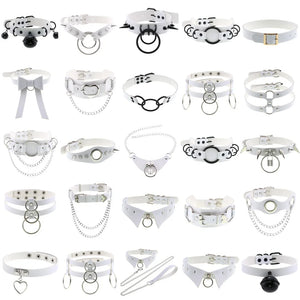 Goth PU Leather Heart Round Choker Necklace For Women