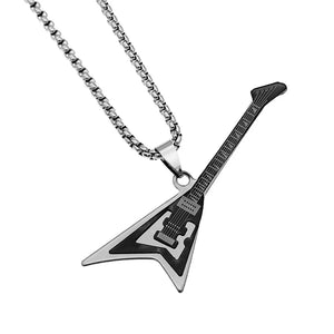 Gothic Titanium Steel Guitar Necklace Men Women Accessories