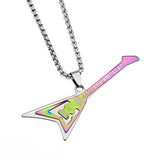 Gothic Titanium Steel Guitar Necklace Men Women Accessories