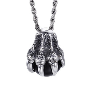 Gothic Stainless Steel Wolf Eagle Claws Pendant Necklace
