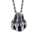 Gothic Stainless Steel Wolf Eagle Claws Pendant Necklace