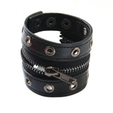 Wide Gothic Leather Bracelet for Women