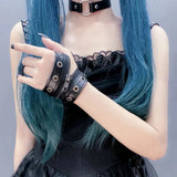 Wide Gothic Leather Bracelet for Women