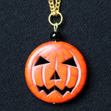 Gothic Bat Charm Necklace Pumpkin Bat Pendant Halloween Jewelry