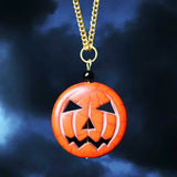 Gothic Bat Charm Necklace Pumpkin Bat Pendant Halloween Jewelry