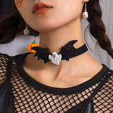 Gothic Bat Choker Necklace Halloween Accessories Ghost Necklaces